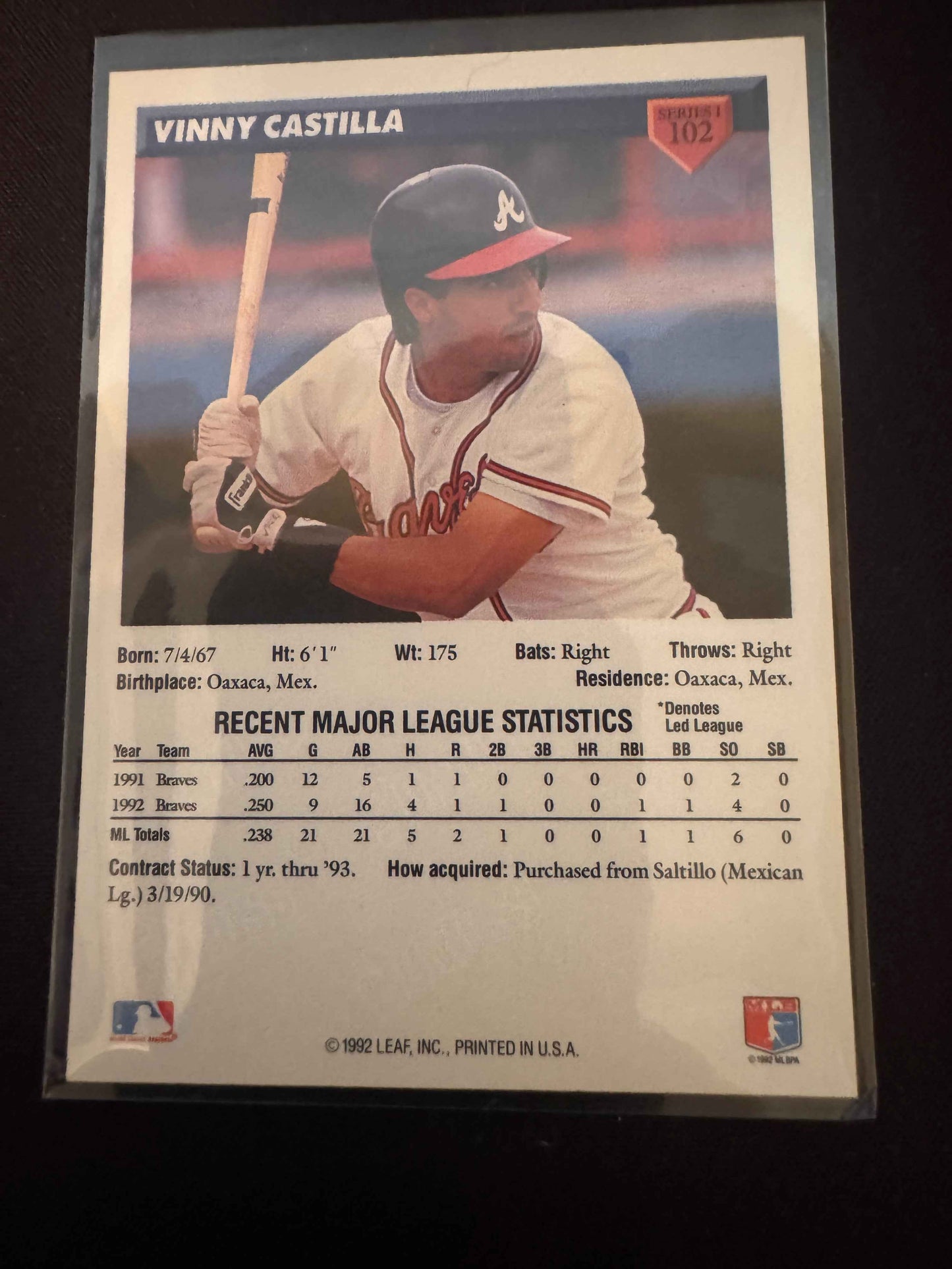 1993 Donruss #102 Vinny Castillo Card