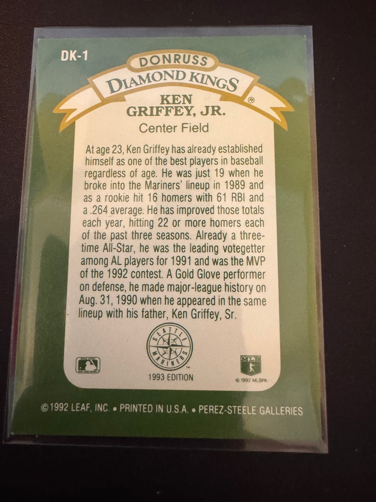 1993 Donruss #DK-1 Ken Griffey Jr. DK Card