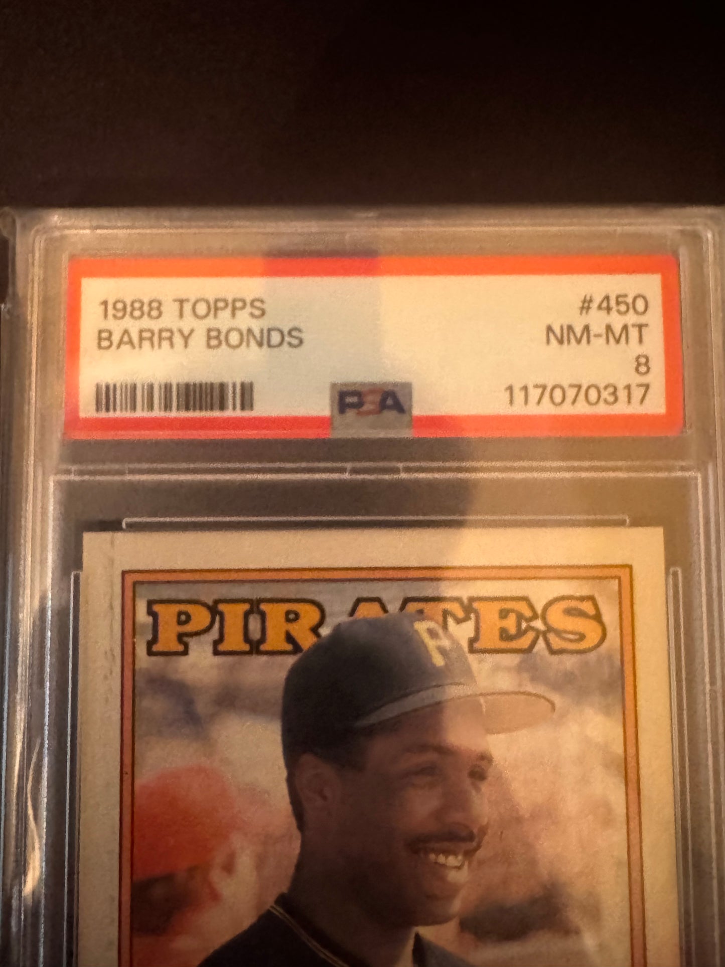 1988 Topps #450 Barry Bonds PSA 8 Card