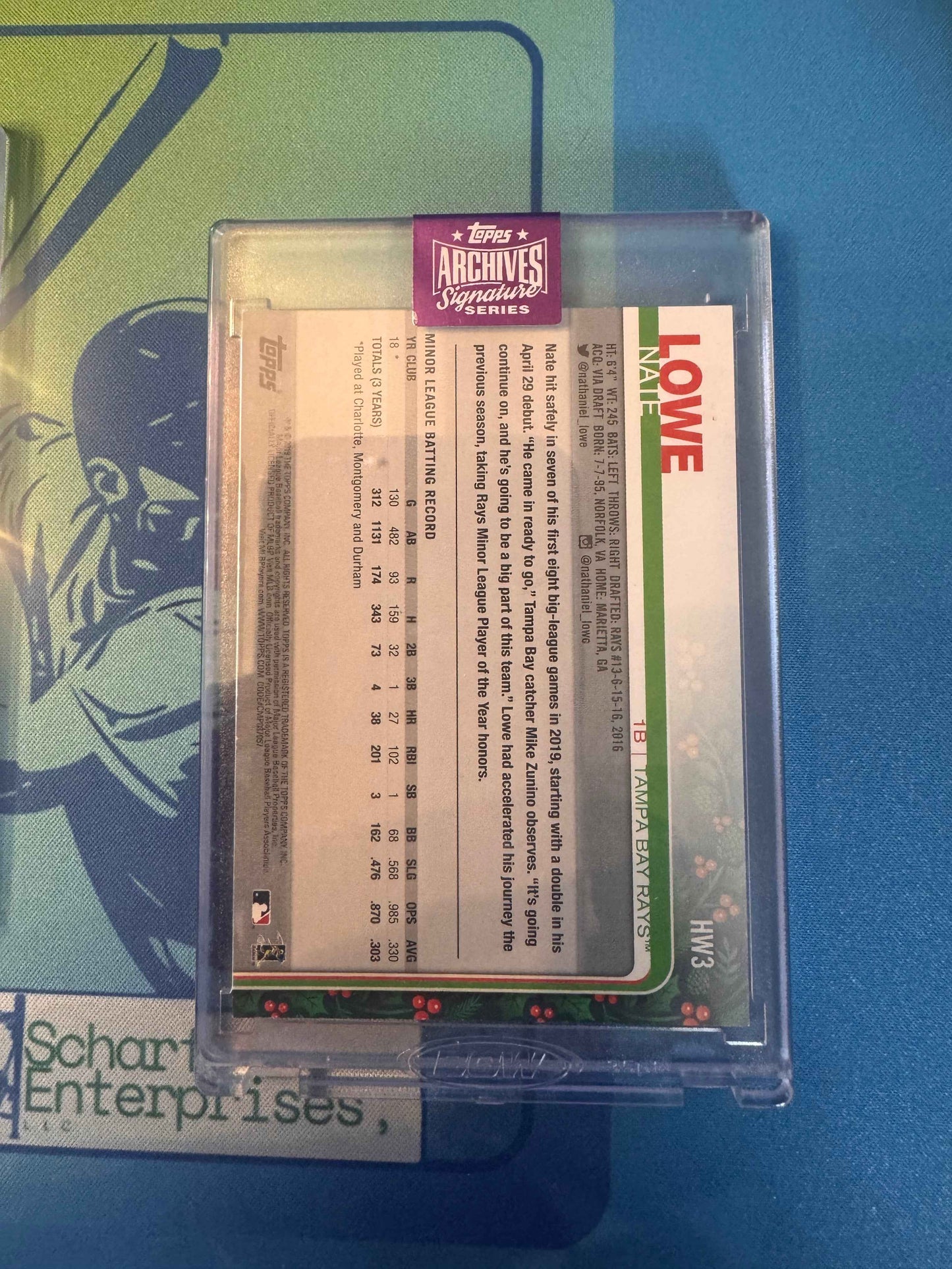 2025 Topps Archives Signature Series Certified Autographs #HW3 Nate Lowe 7/50 Certified Autograph Card