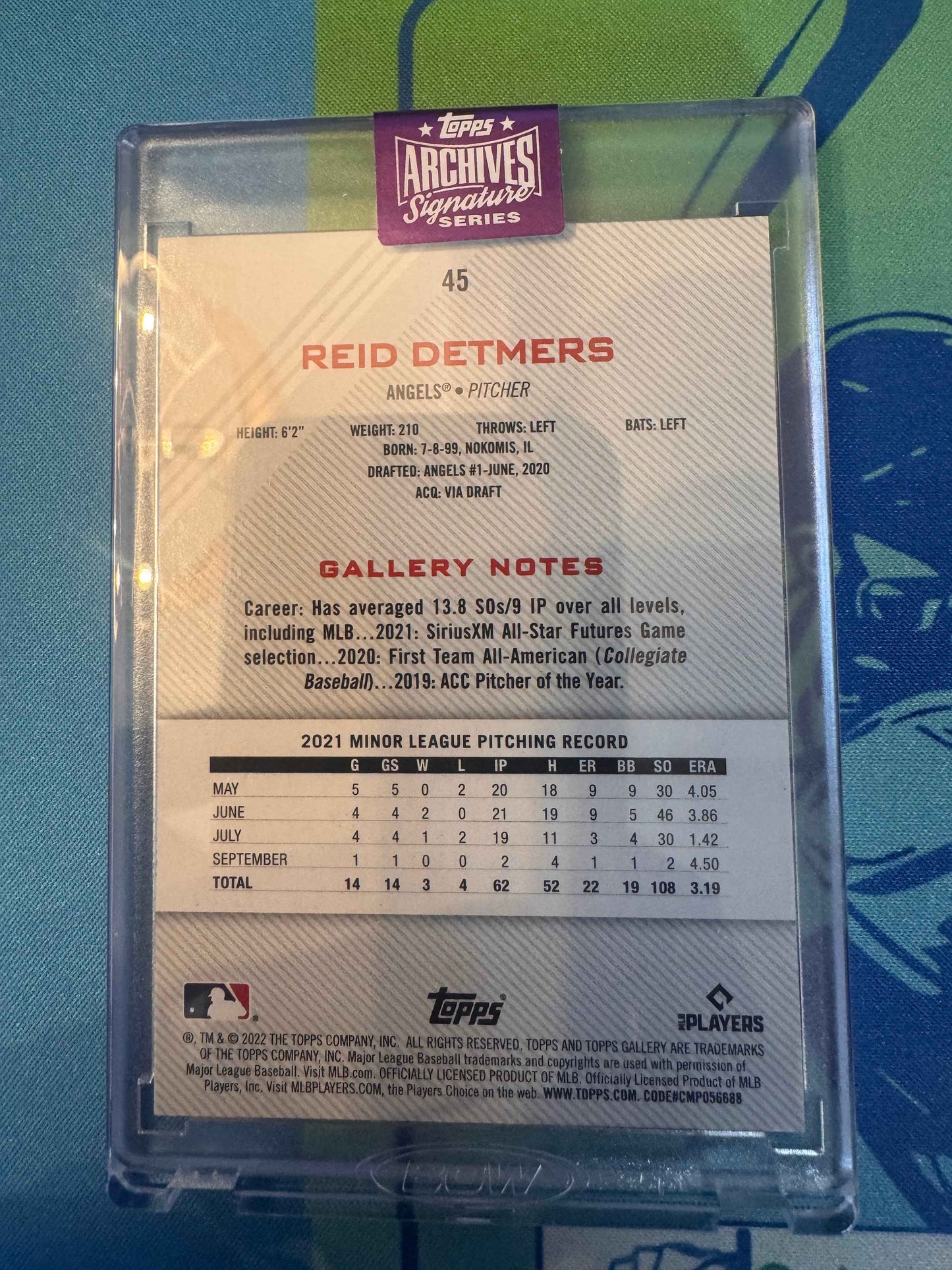 2025 Topps Archives Signature Series Certified Autographs #45 Reid Detmers 1/1 Certified Autograph Card