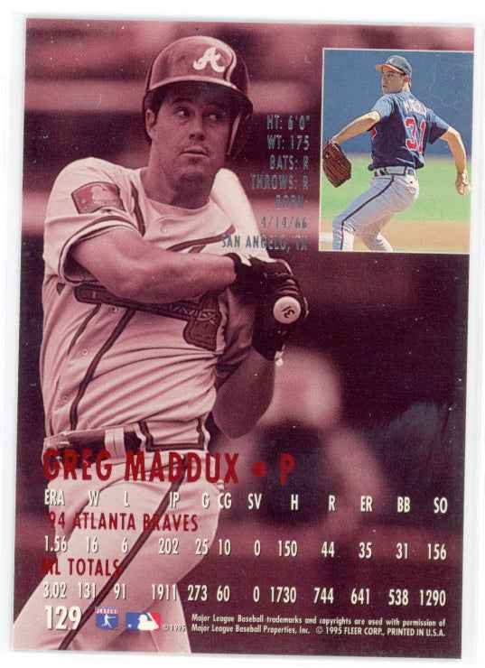1995 Fleer Ultra #129 Greg Maddux Card