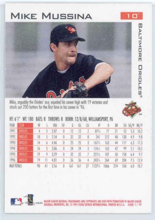 1997 Fleer #10 Mike Mussina Card