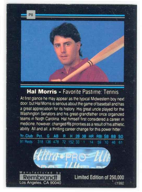 1992 Rembrandt Ultra-Pro Promos #P8 Hal Morris Card
