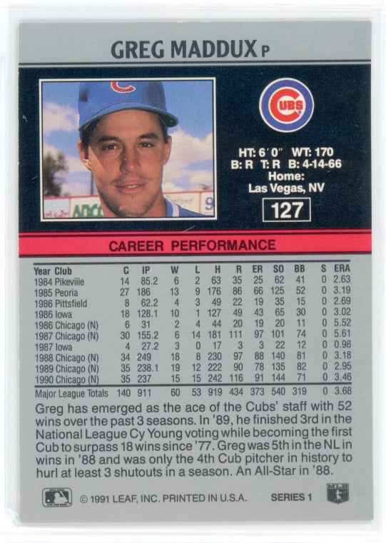 1991 Leaf #127 Greg Maddux Card