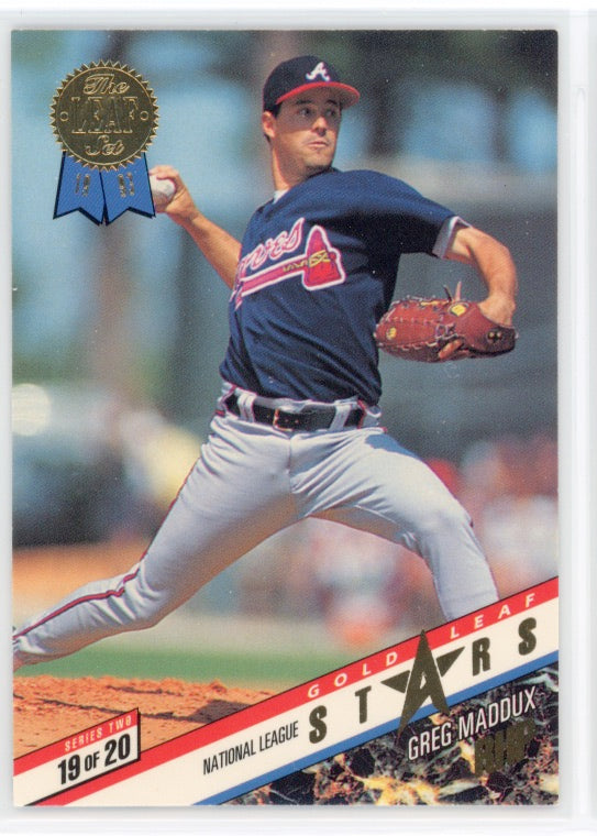 1993 The Leaf Set Gold All-Stars #R19 Nolan Ryan/Greg Maddux Card