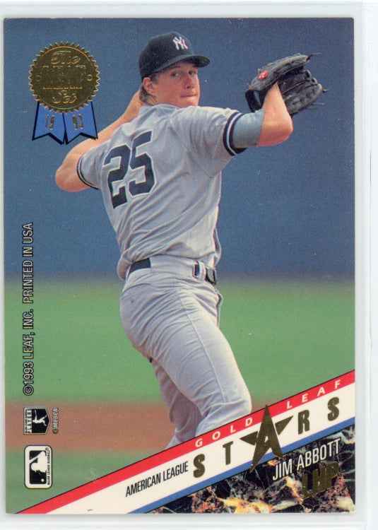 1993 The Leaf Set Gold All-Stars #R18 Jim Abbott Tom Glavine Card