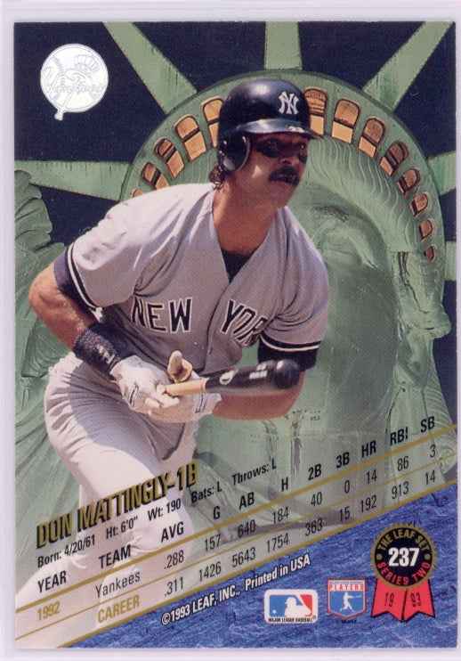 1993 The Leaf Set #237 Don Mattingly Card