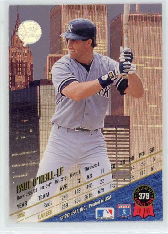 1993 The Leaf Set #379 Paul O'Neill Baseball Card for Collectors