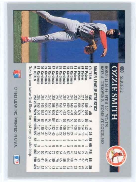 1992 Leaf #400 Ozzie Smith Card