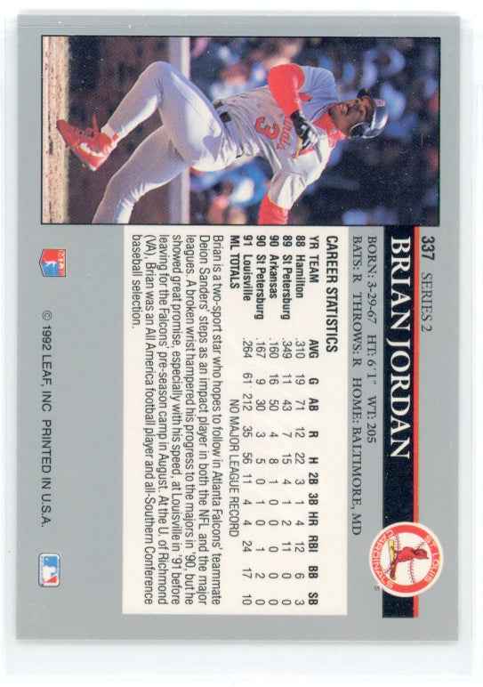 1992 Leaf #337 Brian Jordan RC Card