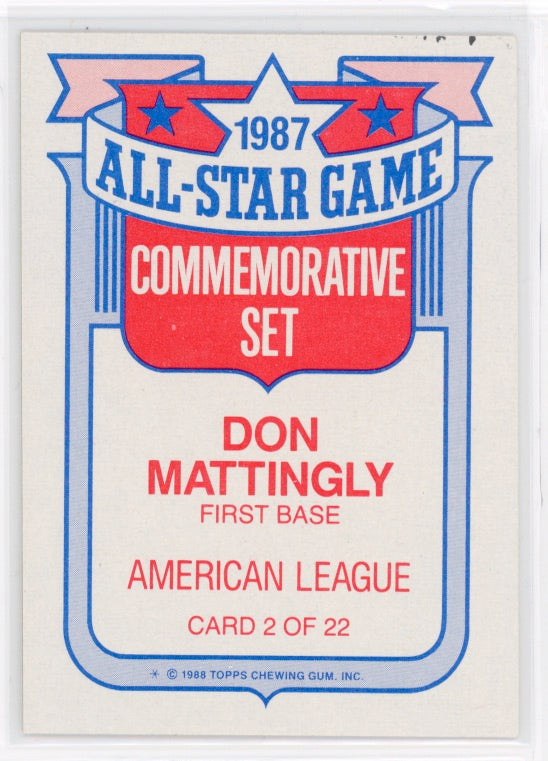 1988 Topps Glossy All-Stars #2 Don Mattingly Card