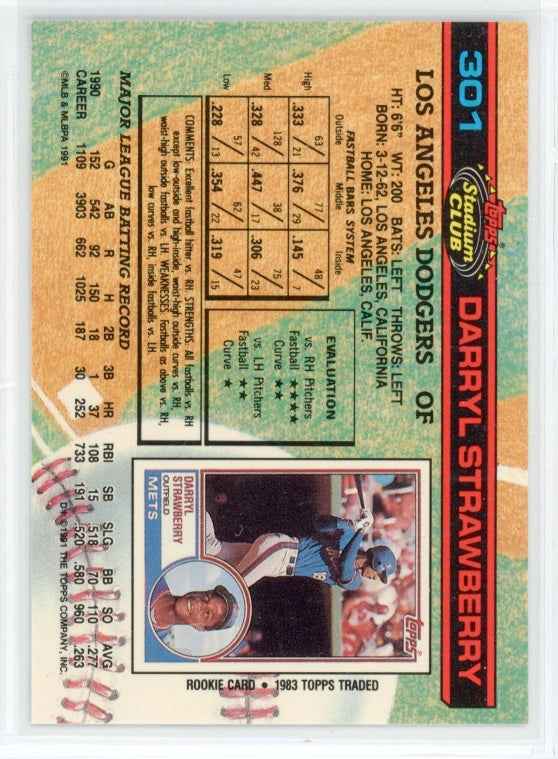 1991 Topps Stadium Club #301 Darryl Strawberry Card