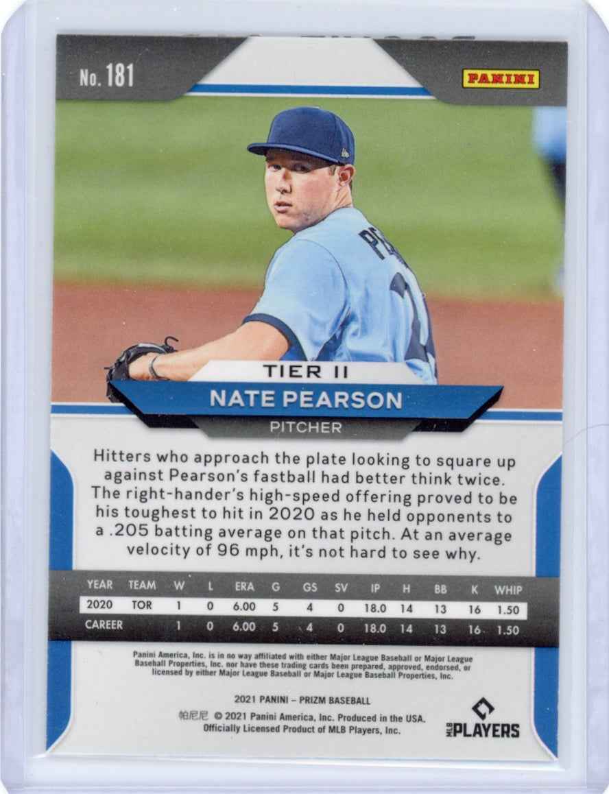 2021 Panini Prizm Silver Nate Pearson #181 Blue Jays Card
