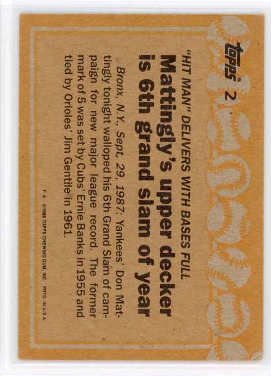 1988 Topps #2 Don Mattingly Card