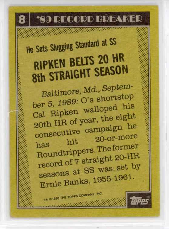 1990 Topps #8 Cal Ripken, Jr Card
