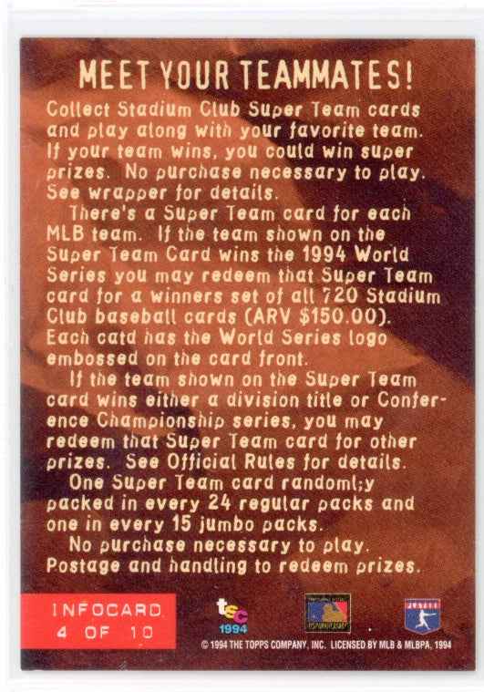1994 Topps Stadium Club Super Team Cards #4