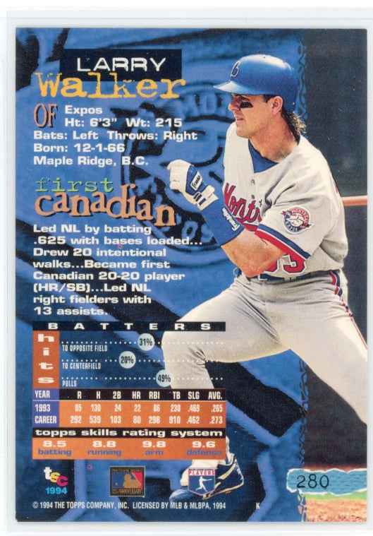 1994 Topps Stadium Club #280 Larry Walker Card