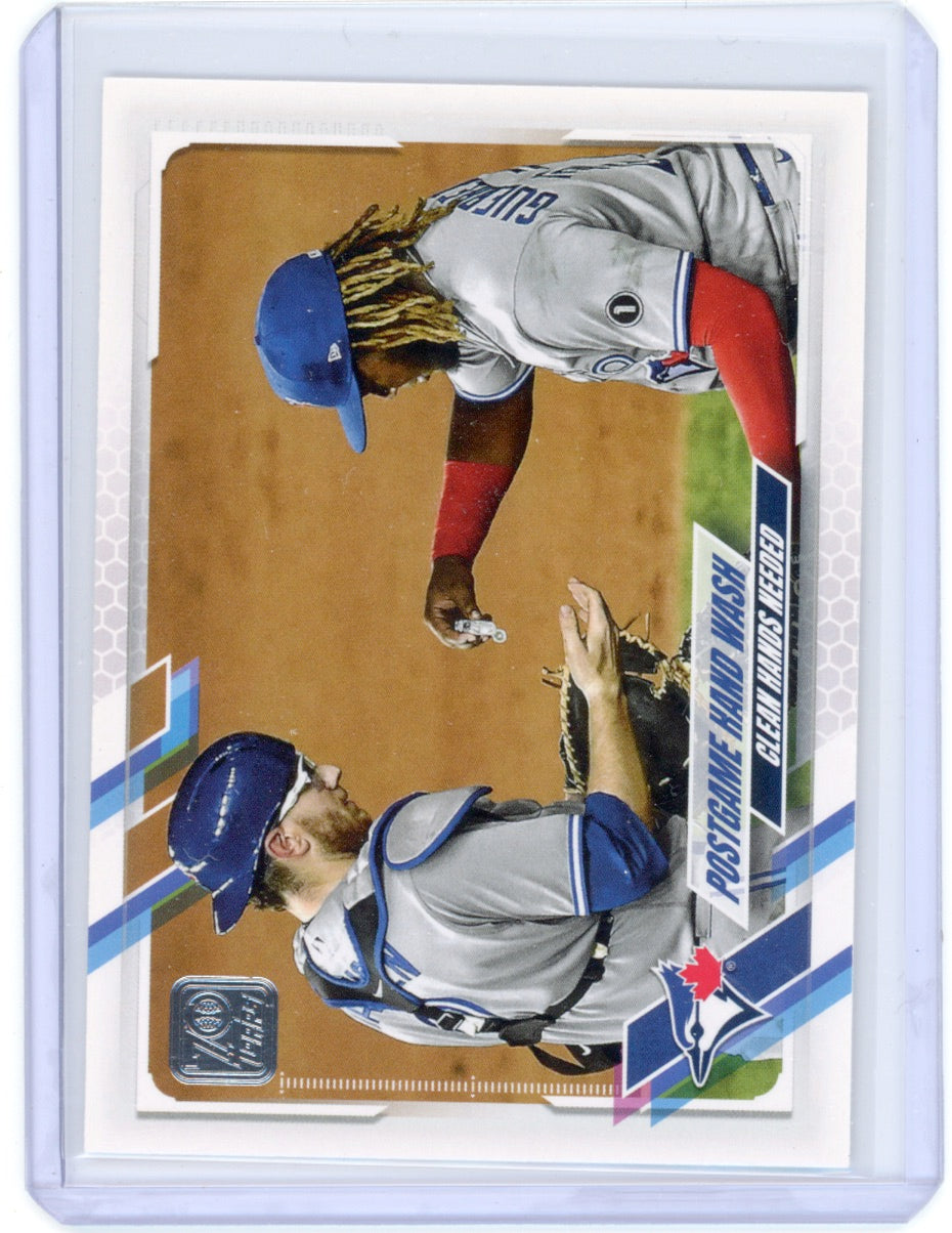 2021 Topps #159 Postgame Hand Wash/Danny Jansen/Vladimir Guerrero Jr Blue Jay Card