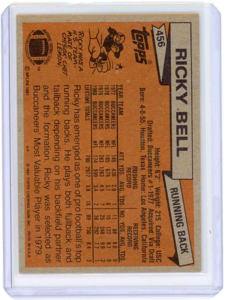 1981 Topps Rickey Bell #456 Tampa Bay Buccaneers Card
