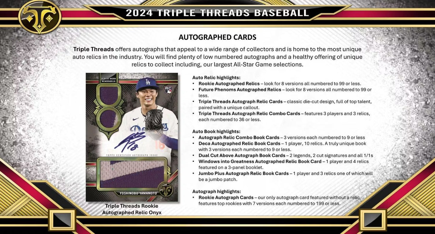 2024 Topps Triple Threads Baseball Hobby Box