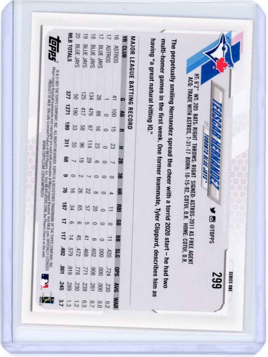 2021 Topps #299 Tedscar Hernandez Blue Jays Card