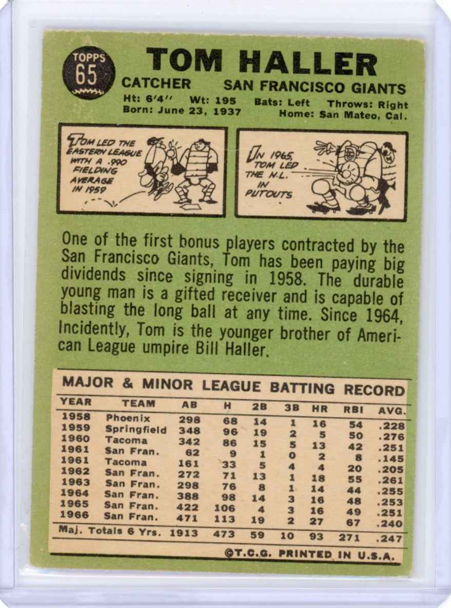 1967 Topps #65 Tom Haller Card