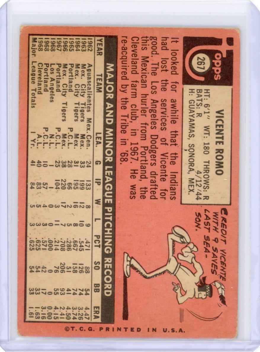 1969 Topps #267 Vicente Romo Rookie (RC) Card