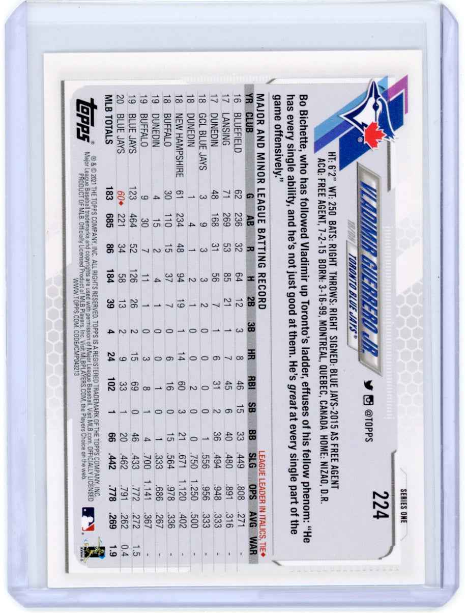 2021 Topps #224 Vladimir Guerrero Jr. Blue Jays Card