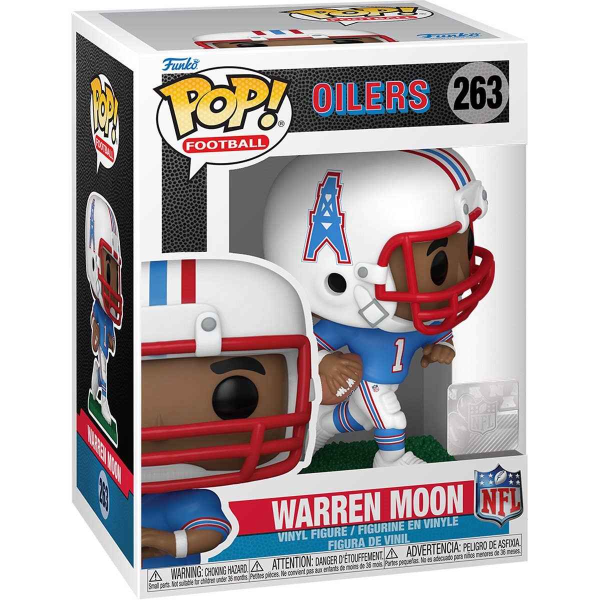 NFL Legends Oilers Warren Moon Funko Pop! Vinyl Figure #263 protected by an UltraPro Semirigid Storage Case