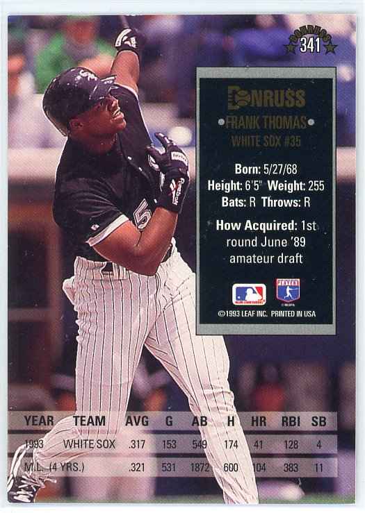1994 Donruss #341 Frank Thomas Card