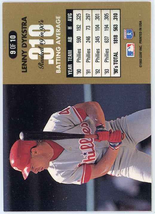 1994 Donruss Dominators #B9 Lenny Dykstra Card