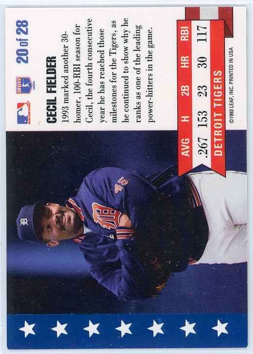 1994 Donruss #20 Cecil Fielder MVP Card
