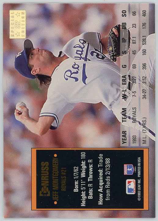 1994 Donruss #82 Jeff Montgomery Special Edition Card