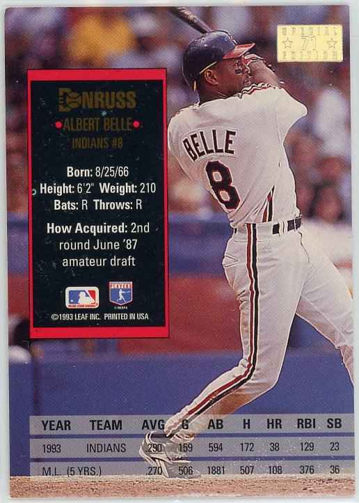 1994 Donruss #71 Albert Belle Special Edition Card