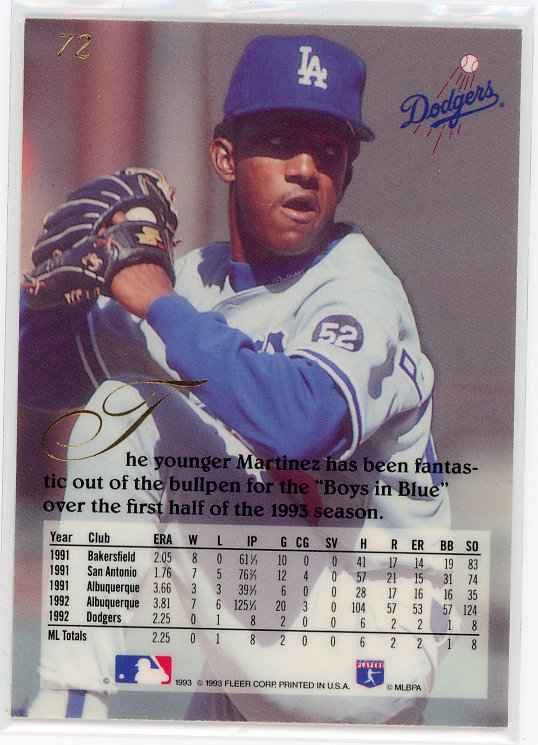 1993 Fleer Flair #72 Pedro Martinez Card