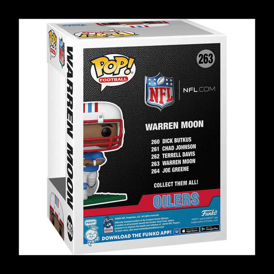 NFL Legends Oilers Warren Moon Funko Pop! Vinyl Figure #263 protected by an UltraPro Semirigid Storage Case - front