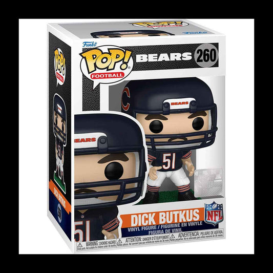 NFL Legends Bears Dick Butkus Funko Pop! Vinyl Figure #260 protected by an UltraPro SemiRigid Storage Case - front
