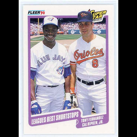 1990 Fleer #634 Tony Fernandez Cal Ripken Jr Card - front