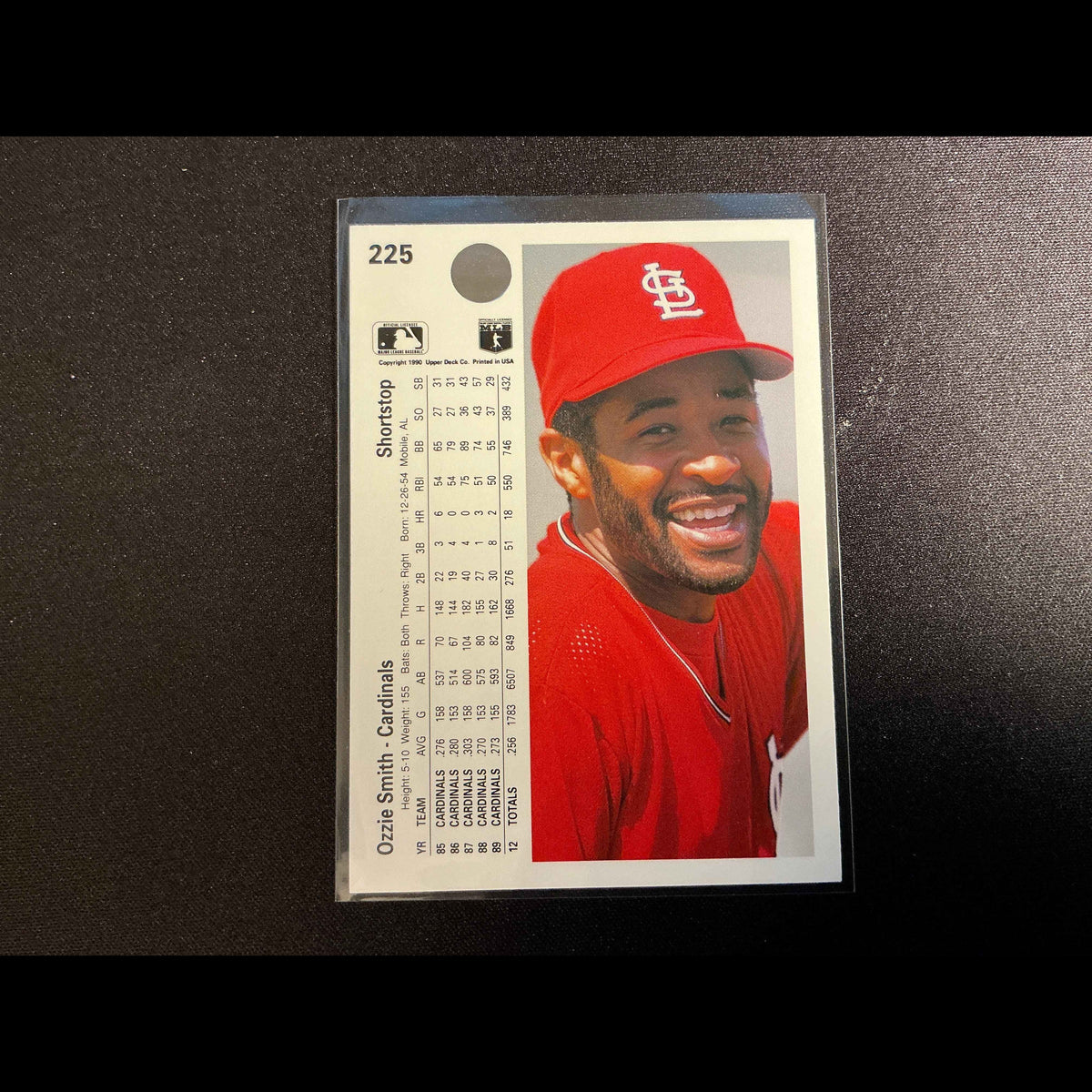 1990 Upper Deck #225 Ozzie Smith Card - back