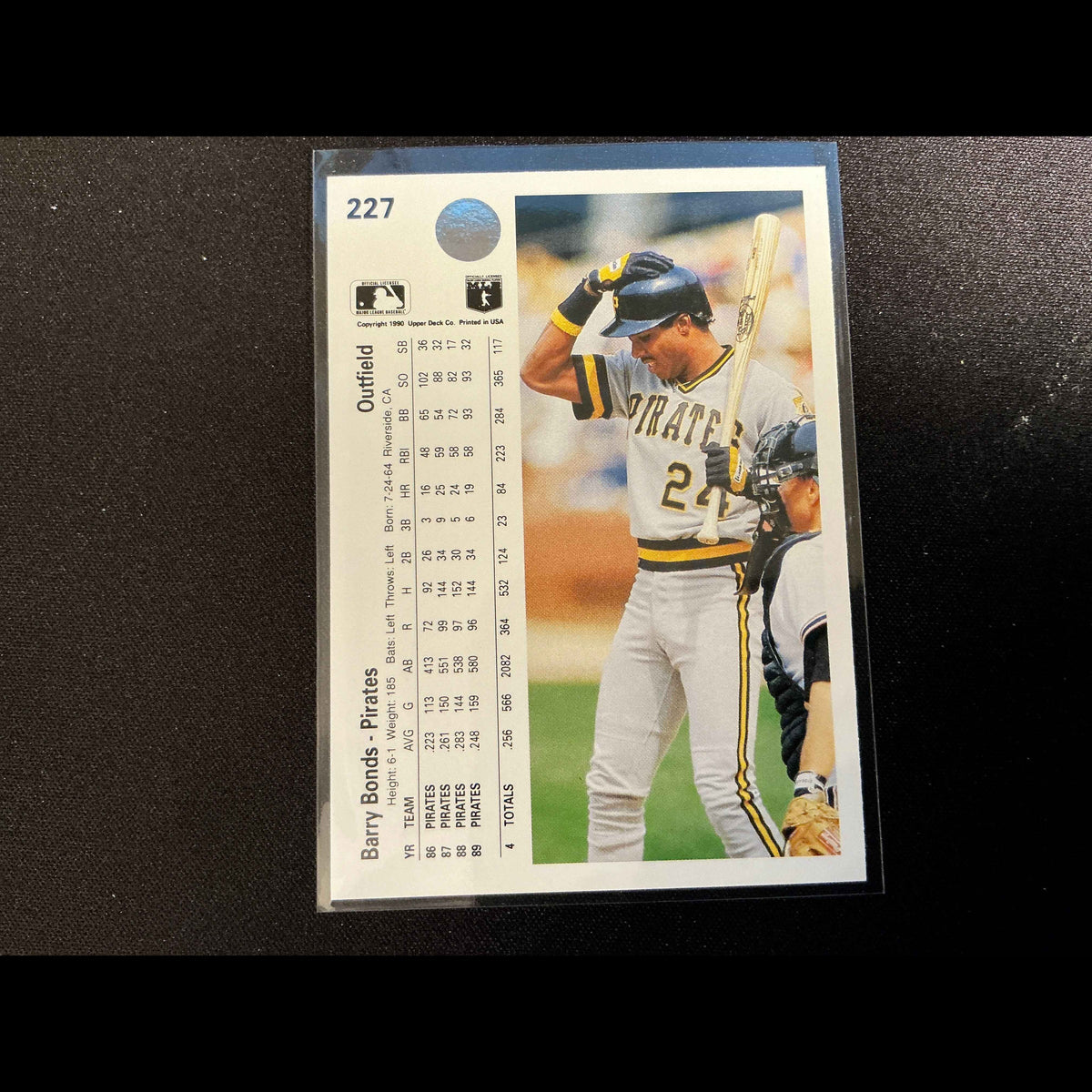 1990 Upper Deck #227 Barry Bonds Card - back