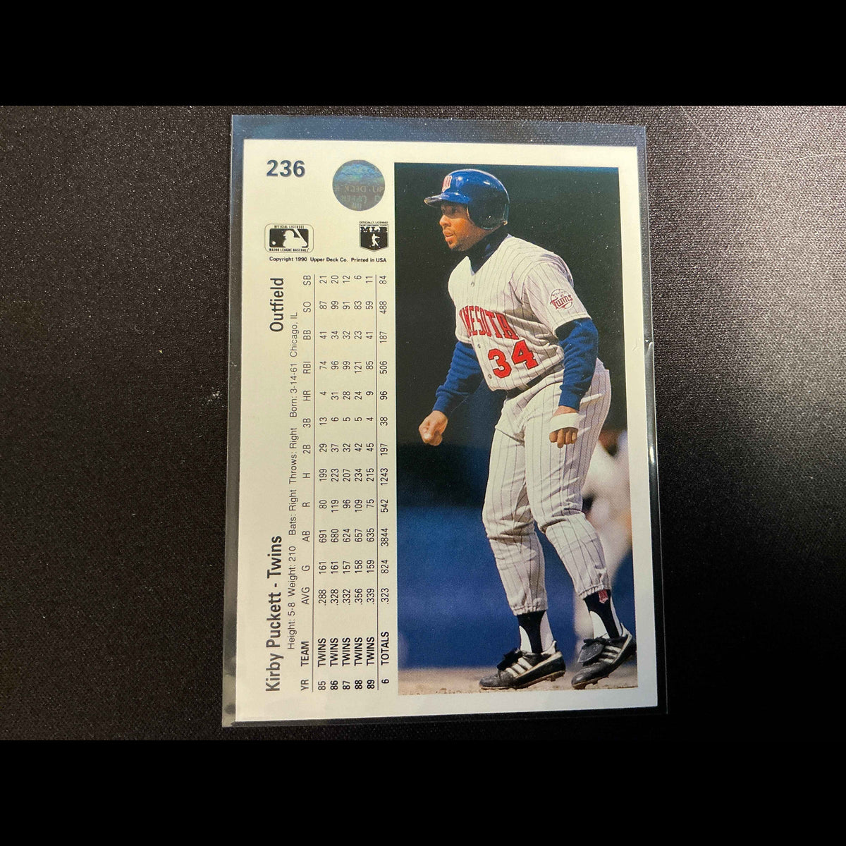 1990 Upper Deck #236 Kirby Puckett Card - back