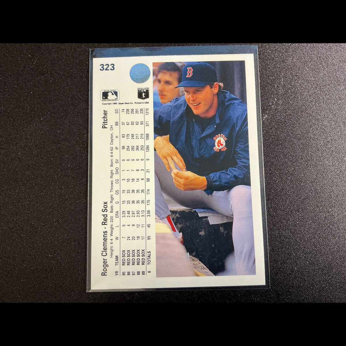 1990 Upper Deck #323 Roger Clemens Card - back