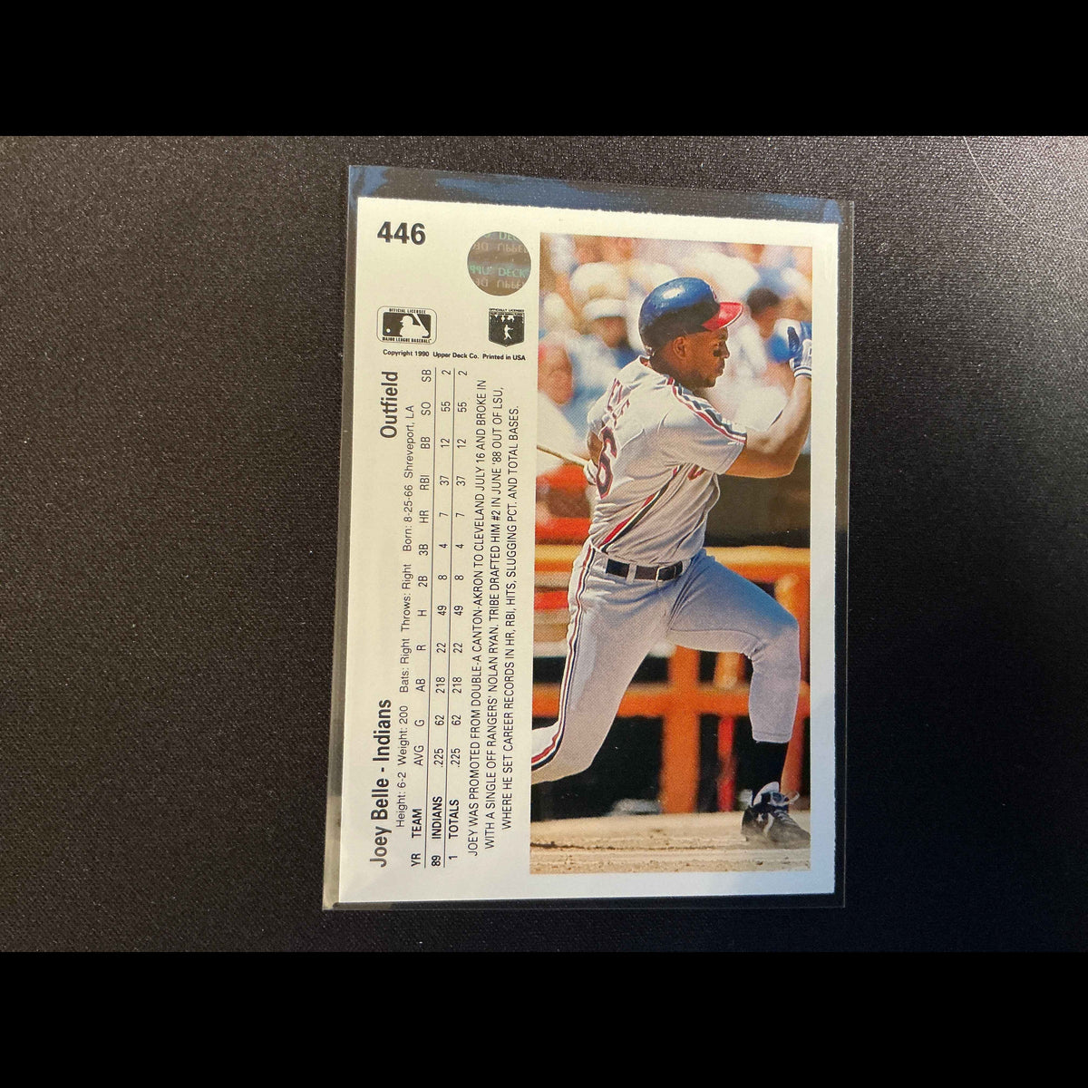 1990 Upper Deck #446 Joey Belle Card - back