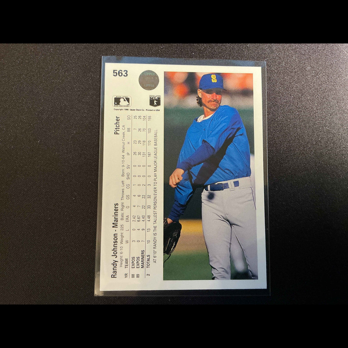 1990 Upper Deck #563 Randy Johnson Card - back