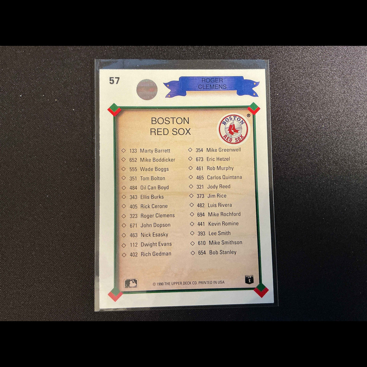 1990 Upper Deck #57 Roger Clemens TC Card - back