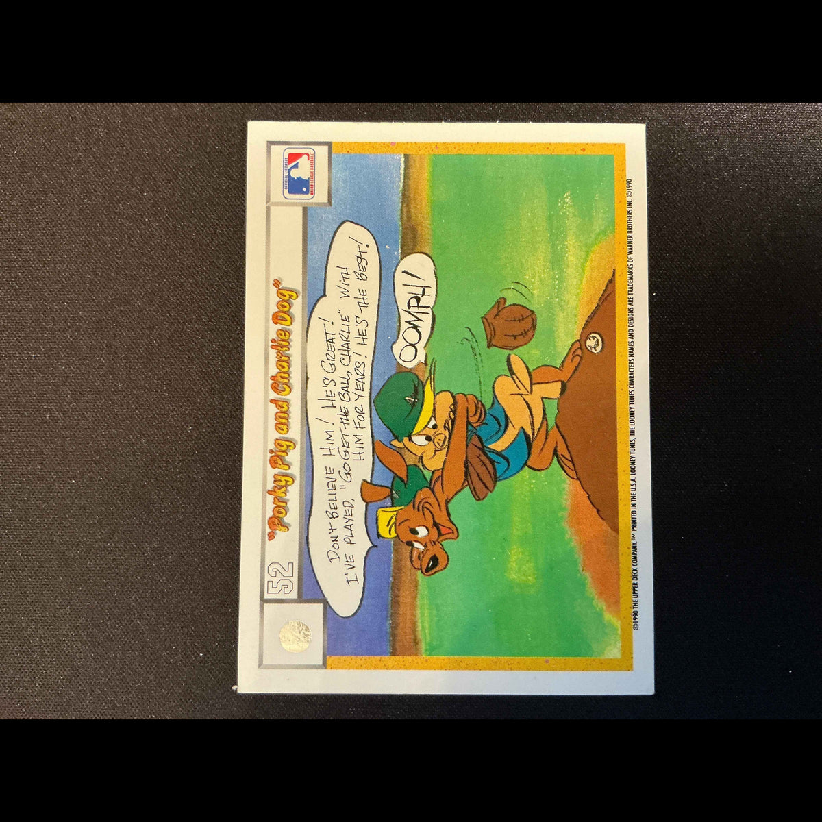 1990 Upper Deck Comic Ball #37 Porky Pig/Charlie the Dog Card - back