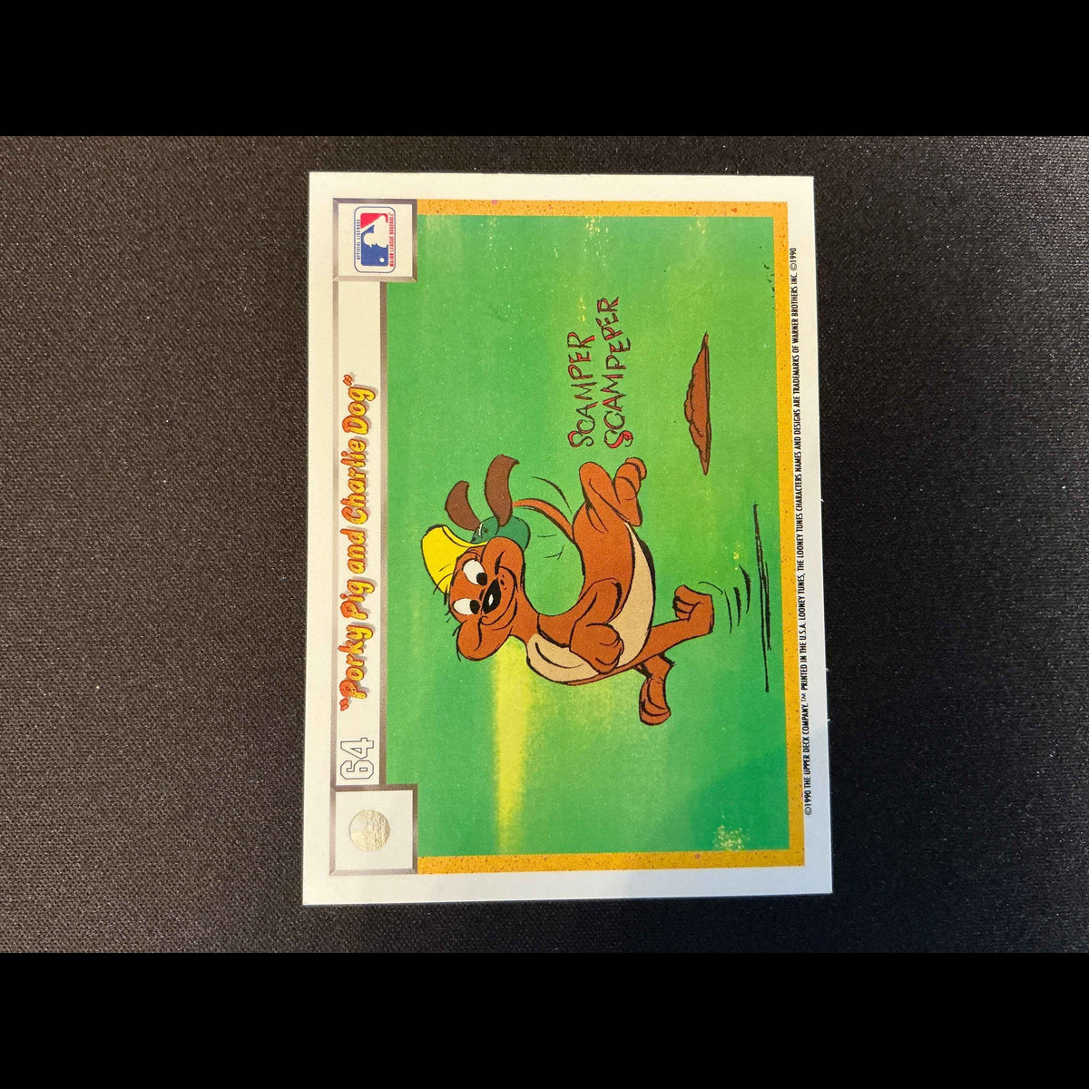 1990 Upper Deck Comic Ball #61/64 Porky Pig/Charlie the Dog Card - back