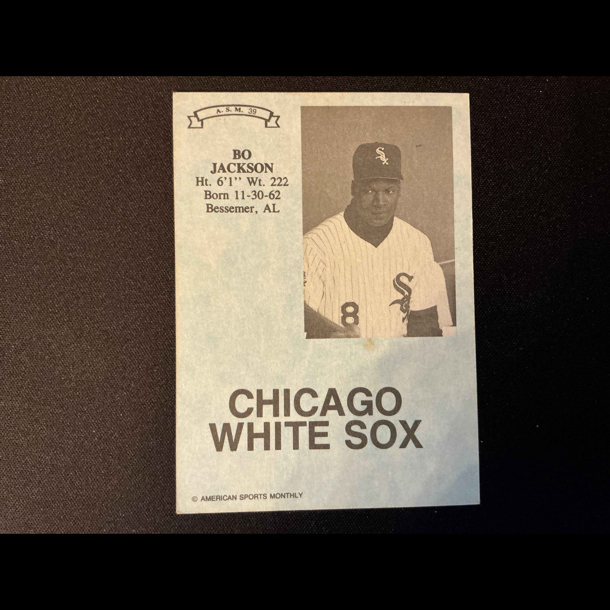 1991 American Sports Monthly Bo Jackson Card - back