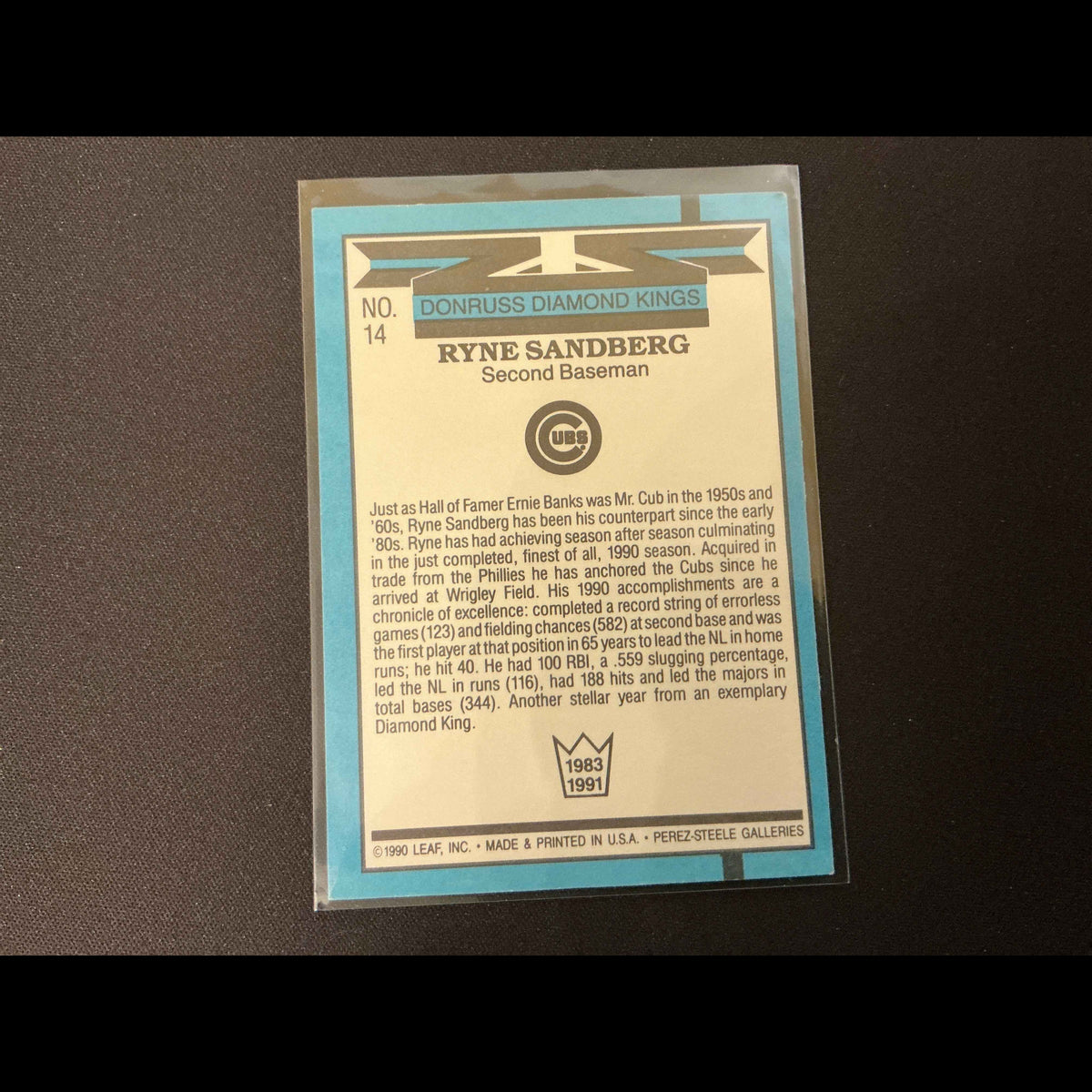 1991 Donruss #14 Ryne Sandberg DK Card - back